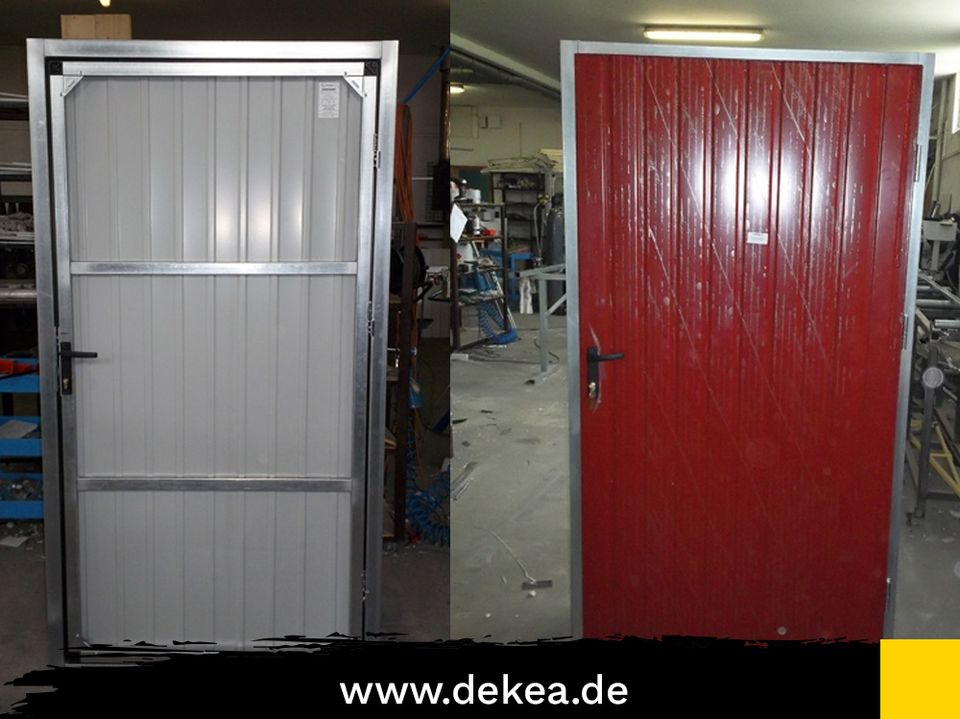 Eingangstür Tür Stahltür nach Maß Schlupftür Innentür für Gartenhaus Garage Goldene Eiche 80x150 cm Außentür Holzlacke Technischetür Metalltür in Dresden
