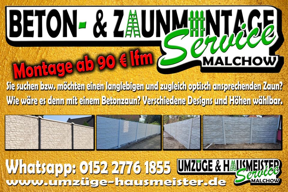 Betonzaun aufstellen / Montage ab 90 Euro/lfm in Malchow