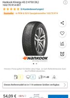 Hankook Kinergy 4s H750 165/75 R14 85T Ganzjahresreifen/ Winter Schleswig-Holstein - Wewelsfleth Vorschau