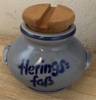 Steingut Heringsfaß Keramik grau blau mit Holzdeckel, 23 cm B Hessen - Hattersheim am Main Vorschau