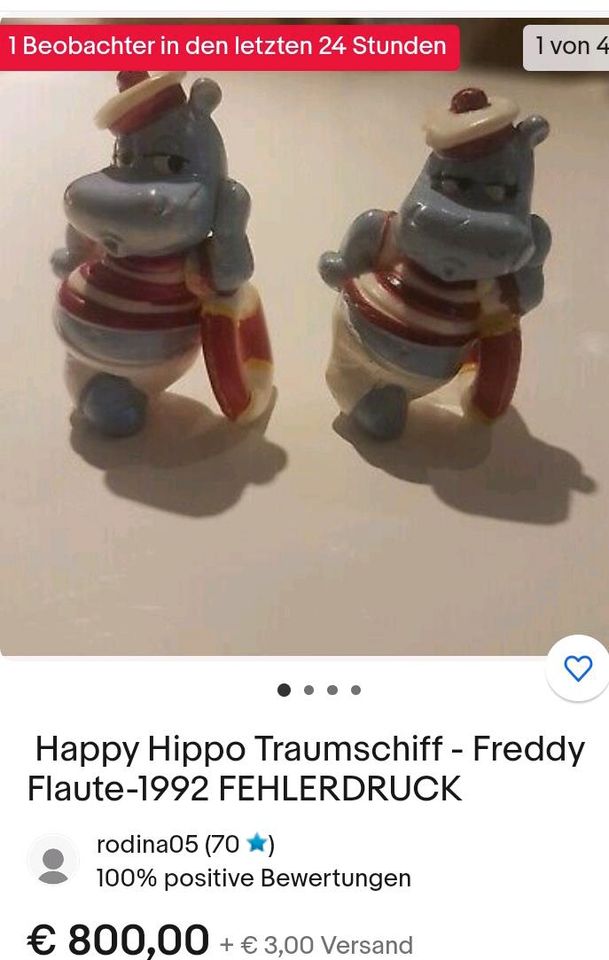 Ü Ei Happy Hippo Traumschiff "Freddy Flaute "1992 in Donzdorf