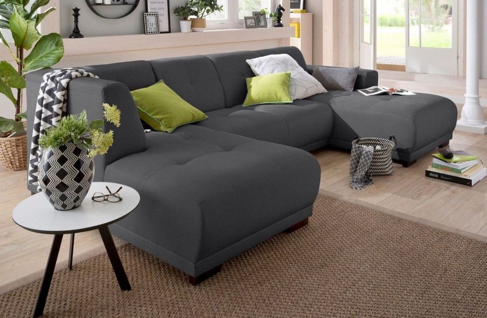 Wohnlandschaft Sofa u-form xxl 297 cm Anthrazit Webstoff NEU in Hamburg