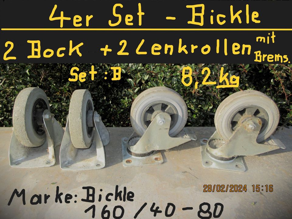 4er Set: 4 Schwerlast Rollen - Marke BICKLE 160/40-60 - 8,95kg in Lemgow