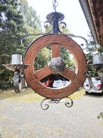 Antikes Wagenrad mit 4 Glühlampenhalterungen zum Aufhängen Rheinland-Pfalz - Gefell (Eifel) Vorschau