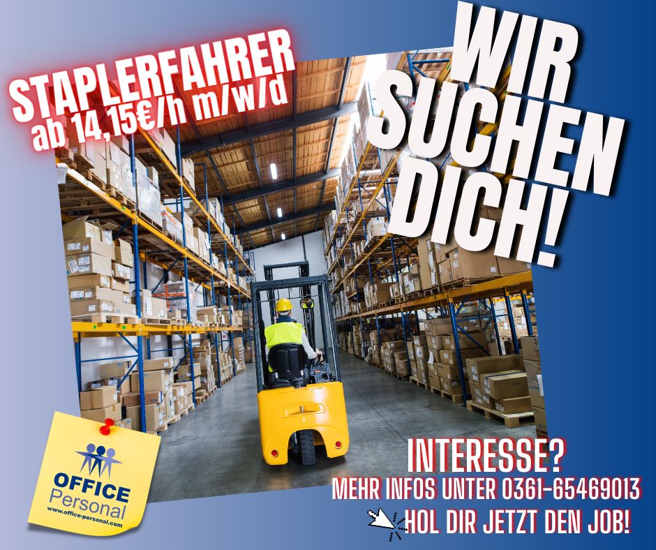 STAPLERFAHRER m/w/d ab 14,15€/h - Frontstapler, FFZ, Routenzug in Erfurt