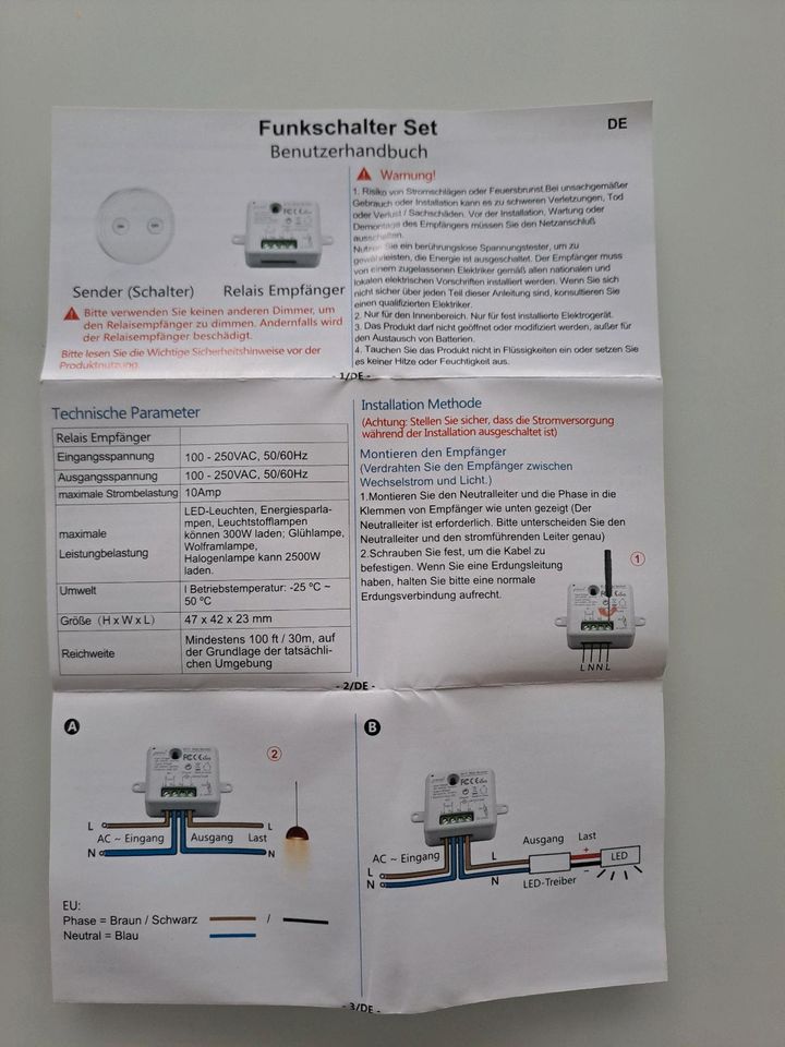 Lichtschalter Funkset mit Fernbedienung in Horgau