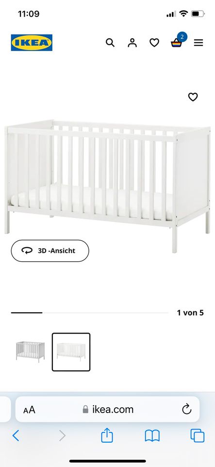 Babybett, weiß, 70x140 cm von Ikea SUNDVIK + Schaummatratze in Bremen