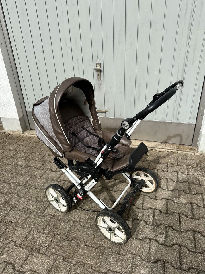 Kinderwagen Buggy Hartan Topline x braun Punkte Leder in Neu Ulm