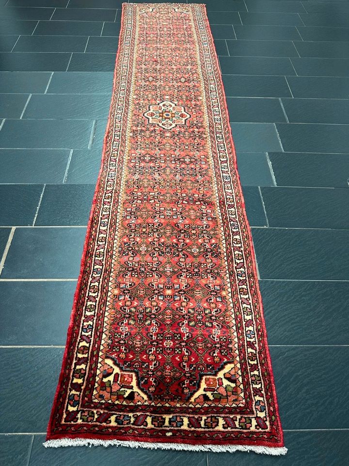 Handgeknüpfter Perser Orientteppich: Hamadan Läufer 384x82cm in Wuppertal