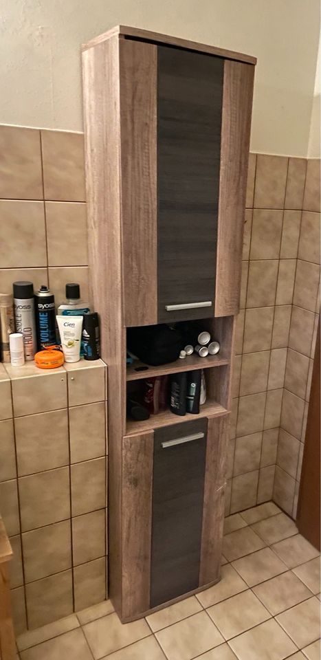 Badezimmer Möbel Schrank hoch grau (braun) wie Neu NP 200€ in Norderstapel
