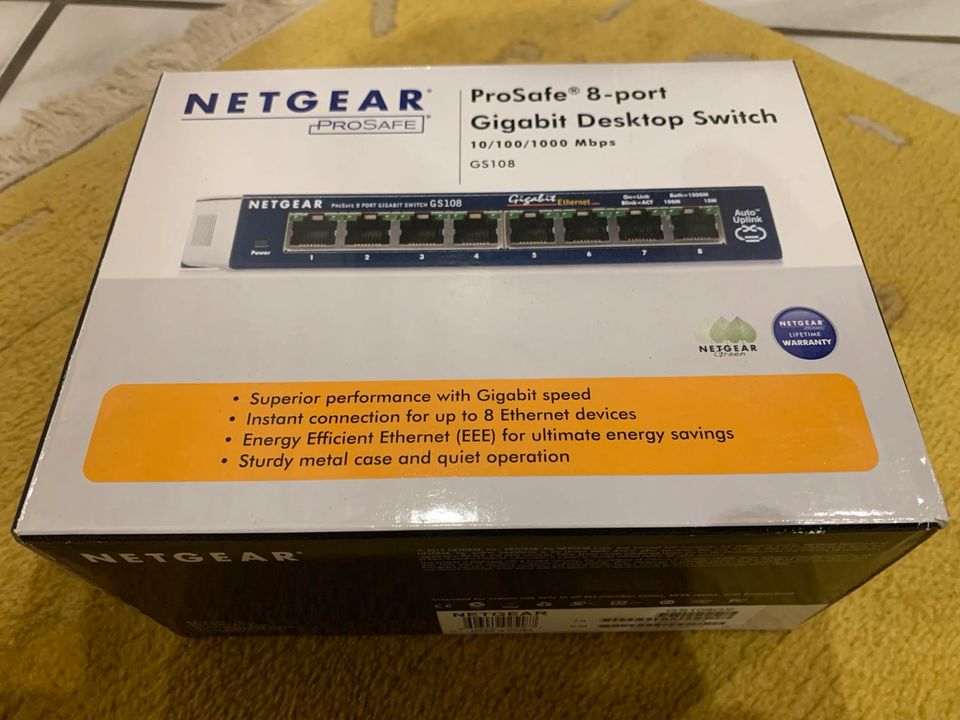 NETGEAR ProSafe 8-Port Gigabit Desktop Switch GS 108… in Springe