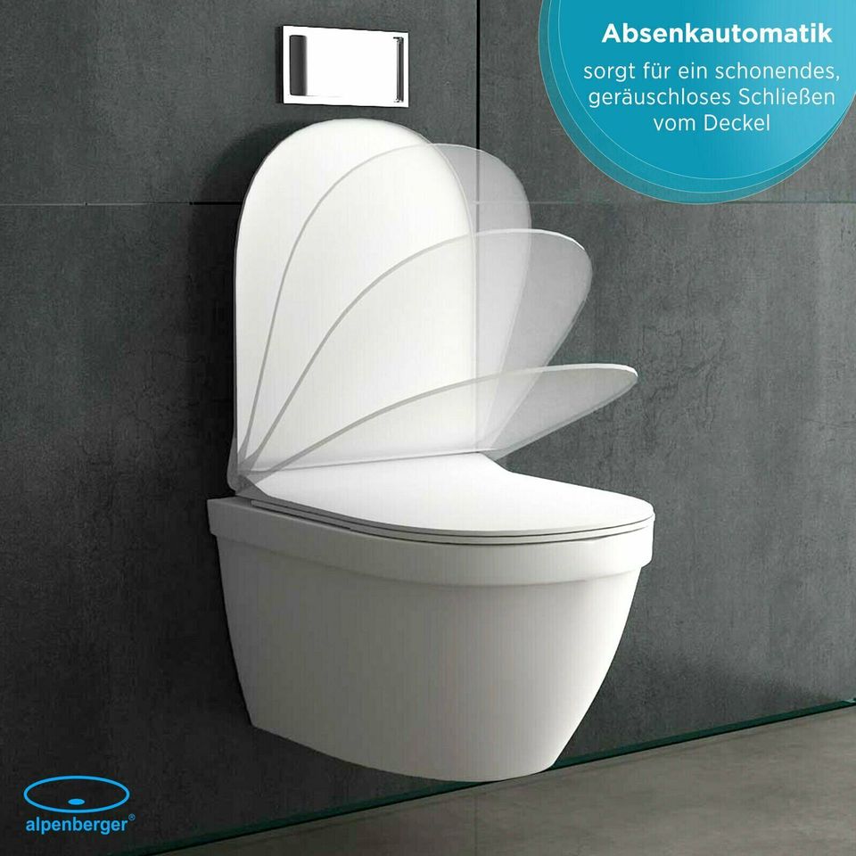 Alpenberger Tiefspül-WC mit Lotuseffekt - Abnehmbarer WC-Sitz in Weiterstadt