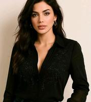 Neu❤️Chiffon Bluse lang mit Steinchen bestickt Berlin - Mitte Vorschau