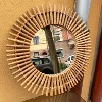 Spiegel Midcentury Bambus Rund vintage Rattan Design Holz Sonne Nürnberg (Mittelfr) - Mitte Vorschau