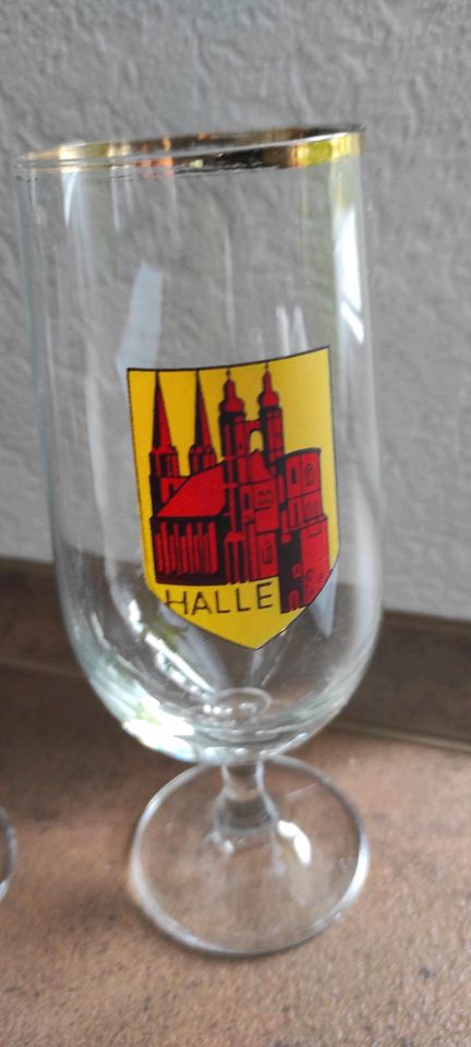 2 Biergläser Tulpe Halle & Halle Neustadt DDR in Bernburg (Saale)