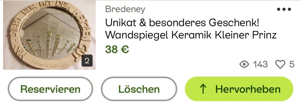 Unikat & besonderes Geschenk! Wandspiegel Keramik Kleiner Prinz in Essen