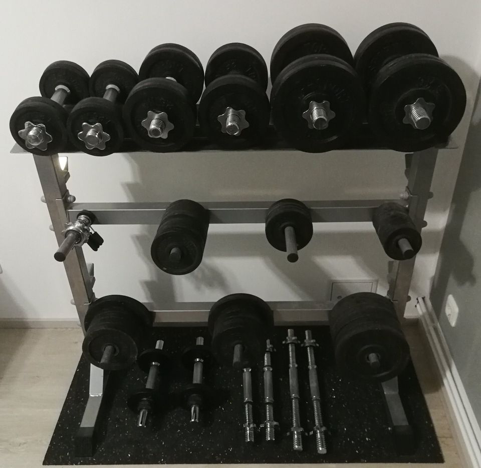 Homegym, Kurzhanteln, Hantelscheiben, Schrägbank, SZ Stangen in Oranienburg