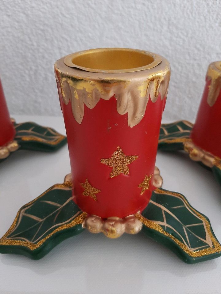 4 x Teelichthalter Motiv "Adventskerze" aus Ton in Laupheim