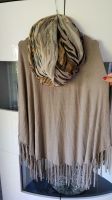 Poncho Cape Stola Schal Tuch Fransen Made in Italy beige taupe br Baden-Württemberg - Eberstadt Vorschau