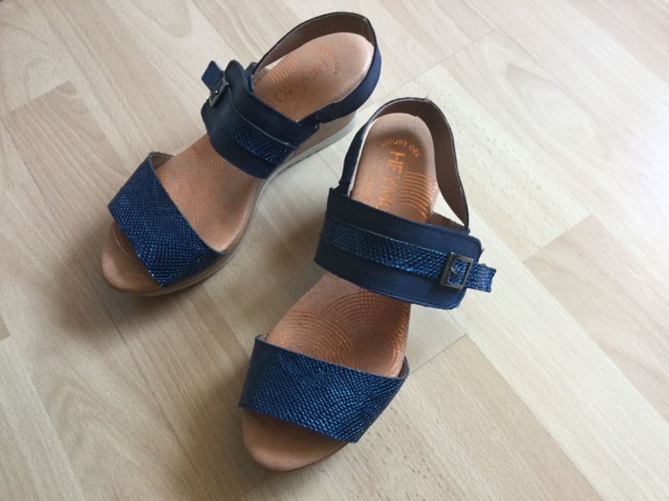 HEYMO Leder Sandaletten Gr. 38 blau 1 x getragen wie neu in Eppelheim