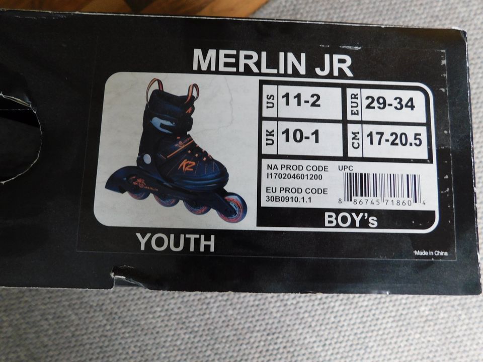 K2 Merlin Junior, Inliner, Inlineskates, Rollschuhe, Größe 29-34 in Uedem