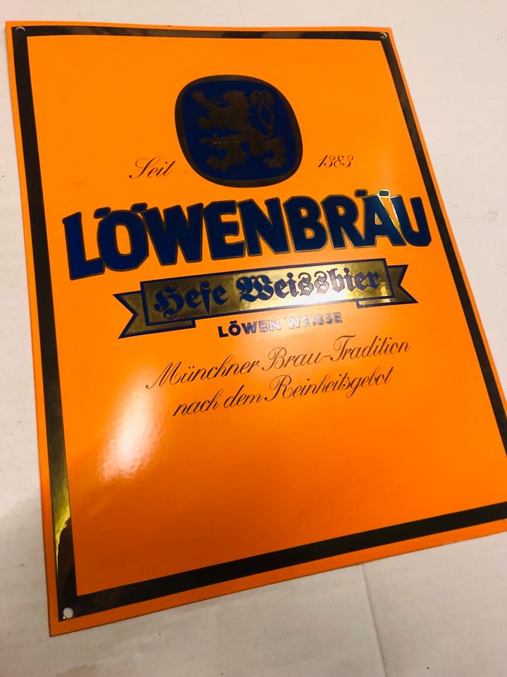 Löwenbräu München, Emaille Schild , top in Bockenem
