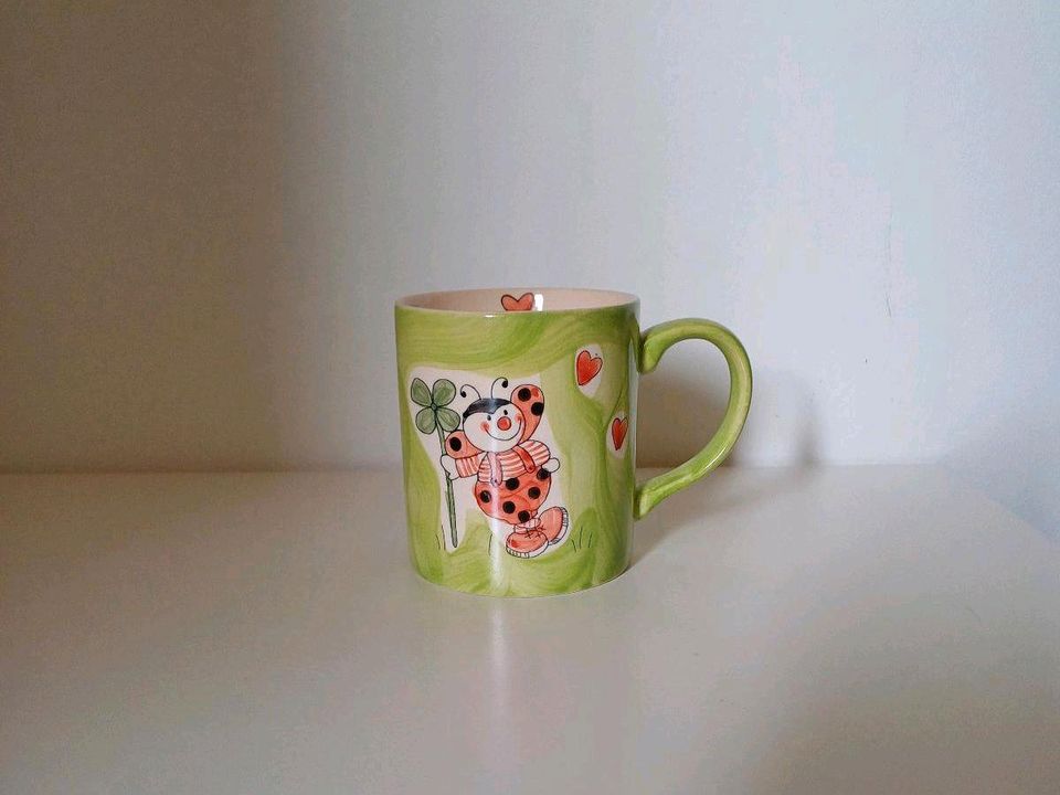 Tasse, Becher, Marienkäfer, Design by Mila, Herz, grün in Worpswede