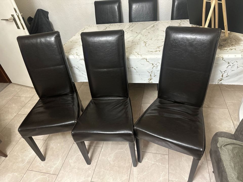 Stühle 6 Stück Leder  dunkel Schoko  braun in Gelsenkirchen