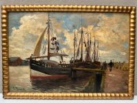 CARL DUXA Ölgemälde Das Schiff am Pier Alt Vintage Frankfurt am Main - Ostend Vorschau