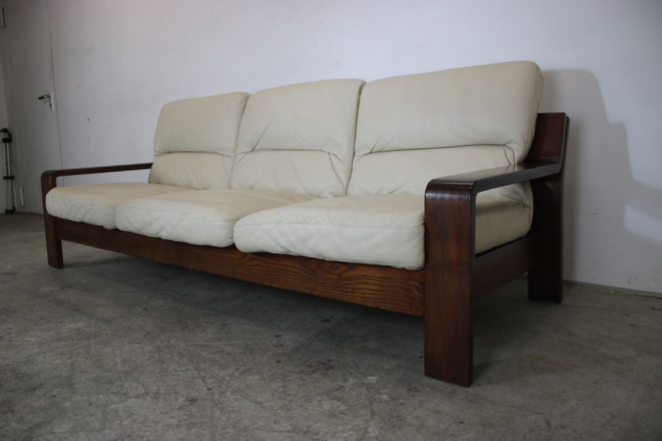 Dresitzer Couch von Rolf Benz Beige Leder Eichegestell Sofa 80er in Berlin