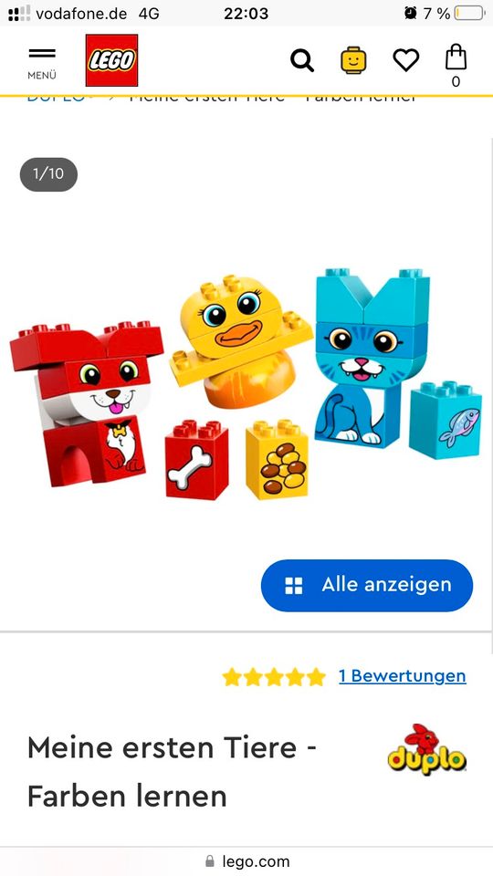 LEGO® DUPLO® Meine ersten Tiere - Farben lernen 10858 in Langenfeld