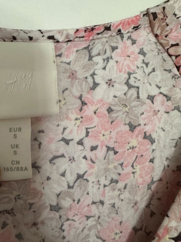 H&M Kleid S Maxikleid midikleid rosa weiß Blümchen Blumen Sommer in Fellbach