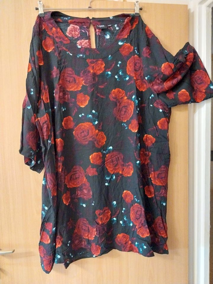 Damen Kleid Dreiviertel Arm Größe 54/56 schwarz Rosenmuster Ladie in Leipzig