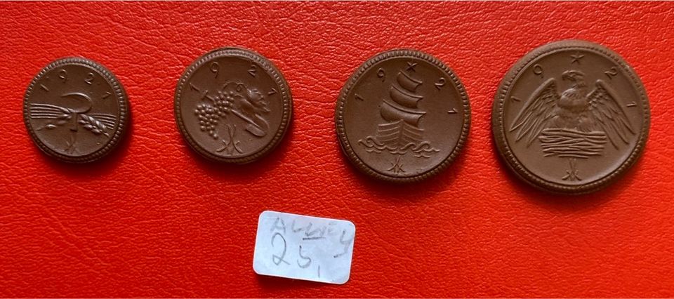 Sachsen 20/50 Pfennig 1/2 Mark Porzellanmünzen 1921 in Lübeck