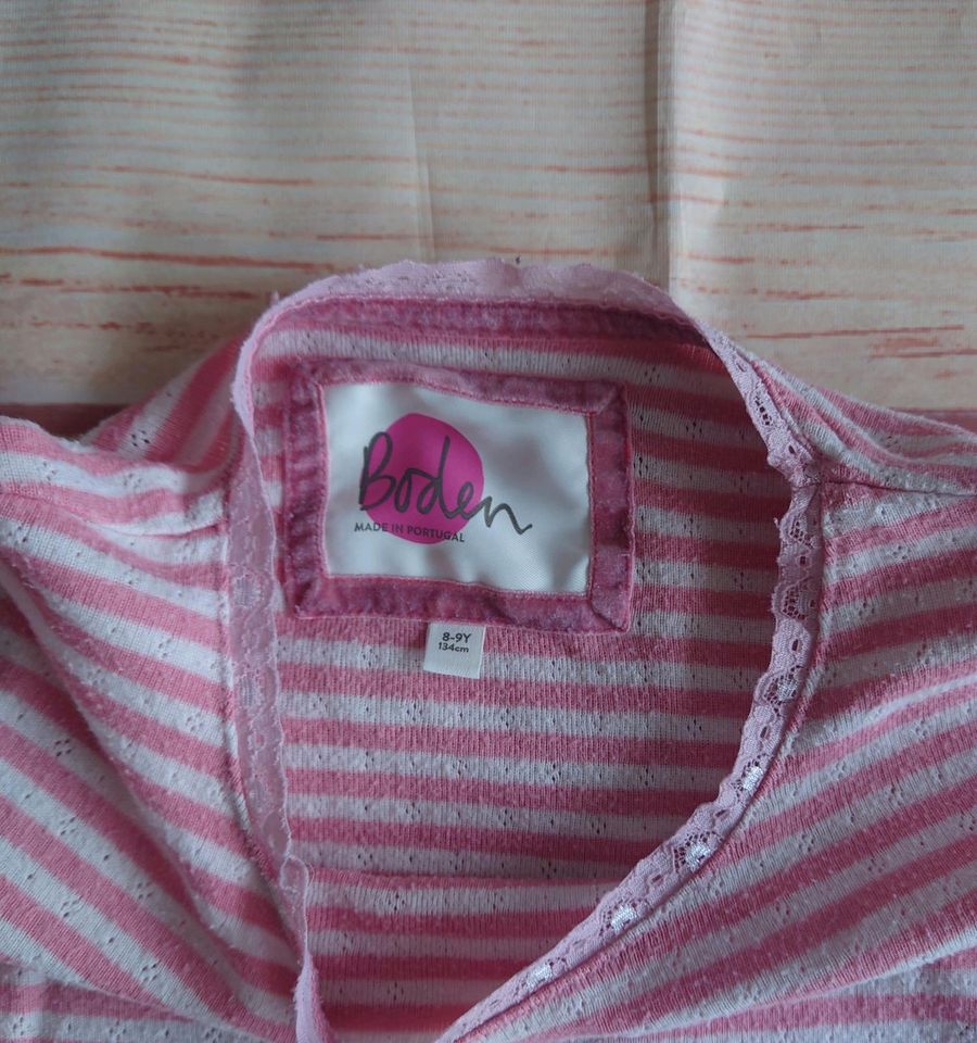 Rosa-weißes Pointelle-Shirt (Mini Boden) / Gr. 128 in Berlin