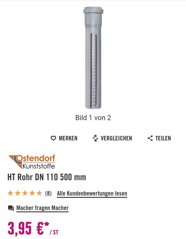 3x HT Rohr DN 110 50cm in Oberkrämer