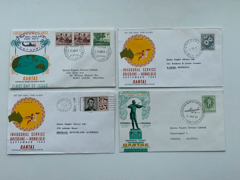 19 x QANTAS Flugpost Air Mail First Flight Erstflug Briefmarken in Bonn