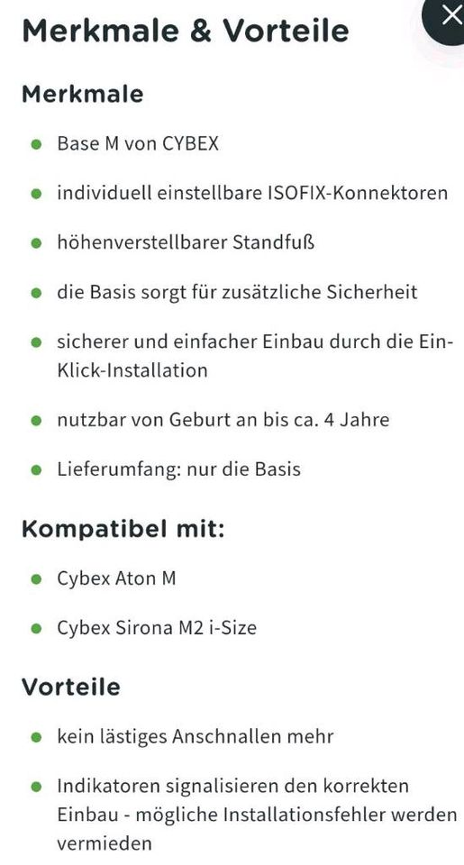 Cybex Sirona M2 i-size Sitz und Basis Kindersitz Autositz in Fintel