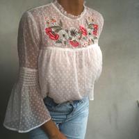 ZARA Bluse Oberteil Stickerei Gr.32/34 XS S Sachsen - Plauen Vorschau