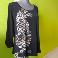 "heine" Shirt 3/4 Arm schwarz chicer gold-beiger Druck Gr. 42 Leipzig - Schönefeld-Abtnaundorf Vorschau