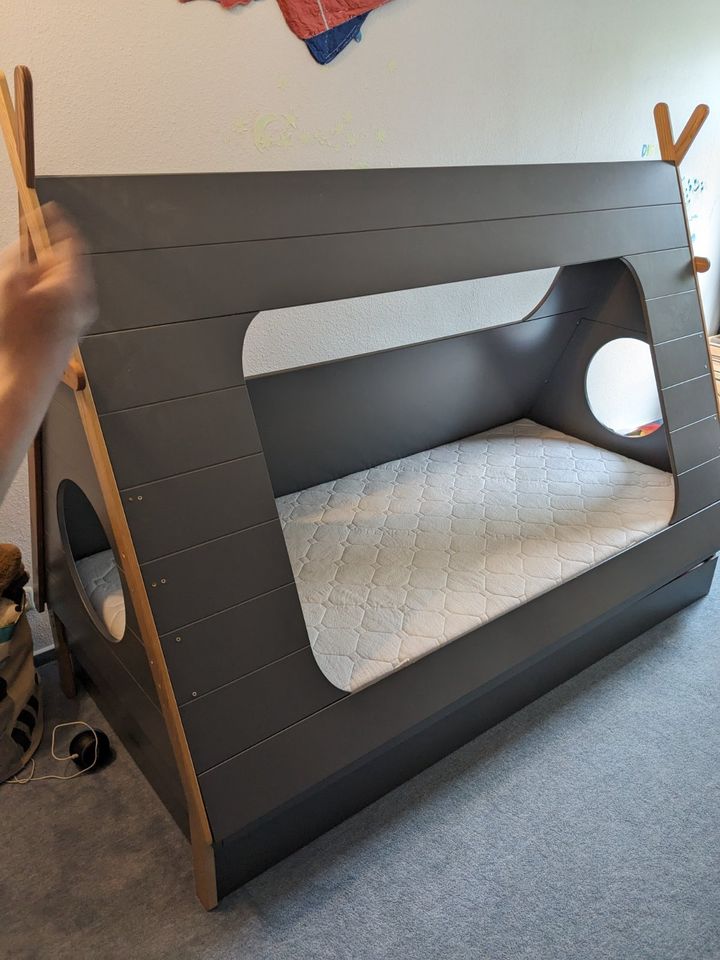 Tipibett/ Kinderbett/Spielbett TIPI 90x200cm grau mit Bettkasten in Buxtehude