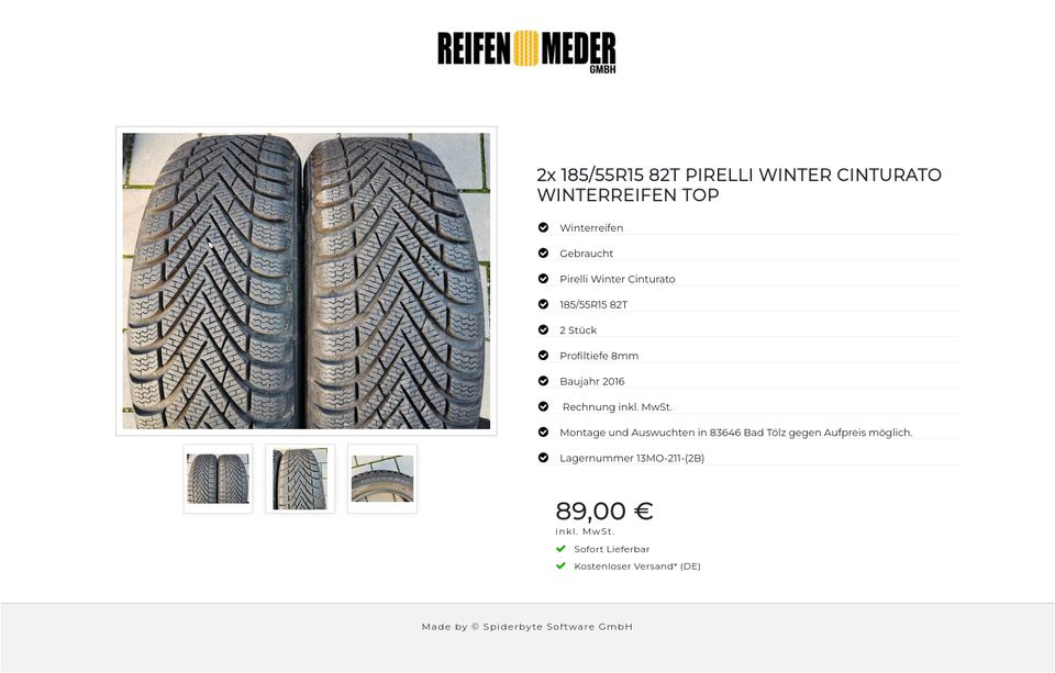 2x 185/55R15 82T PIRELLI WINTER CINTURATO WINTERREIFEN TOP #5864 in Bad Tölz