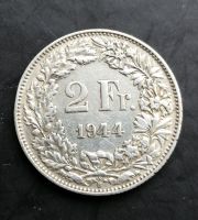 2 Franken Silbermünze Schweiz 1944 mit Motiv "Stehende Helvetia" Niedersachsen - Dornum Vorschau