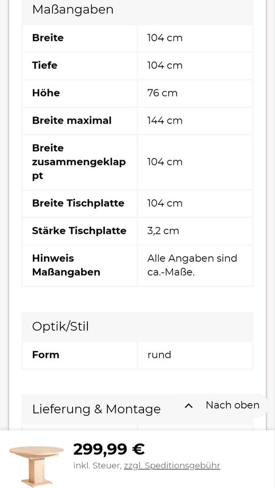 Esstisch ausziehbar in Steffenberg