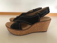 Clarks 38 Slingback Plateausandalen Keilabsatz Kork schwarz neu Bayern - Schondra Vorschau