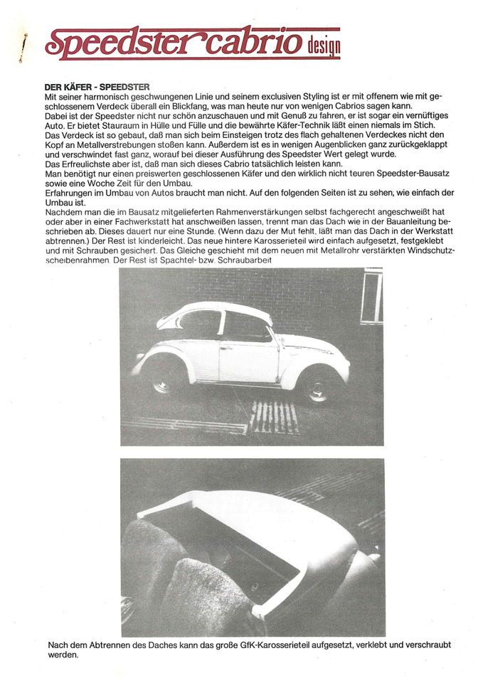 Original Speedster Cabrio Design Präsentationsmappe - Der Käfer in Alfeld (Leine)