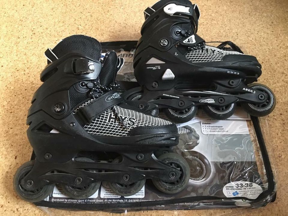 KINDERINLINER HYSKATE Größe 33-36 schwarz in Rain Lech