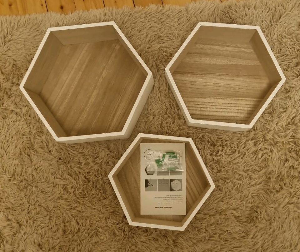 3er Set Regale Weiß Holz Natur B Ware Wandregal Regal in Vettweiß