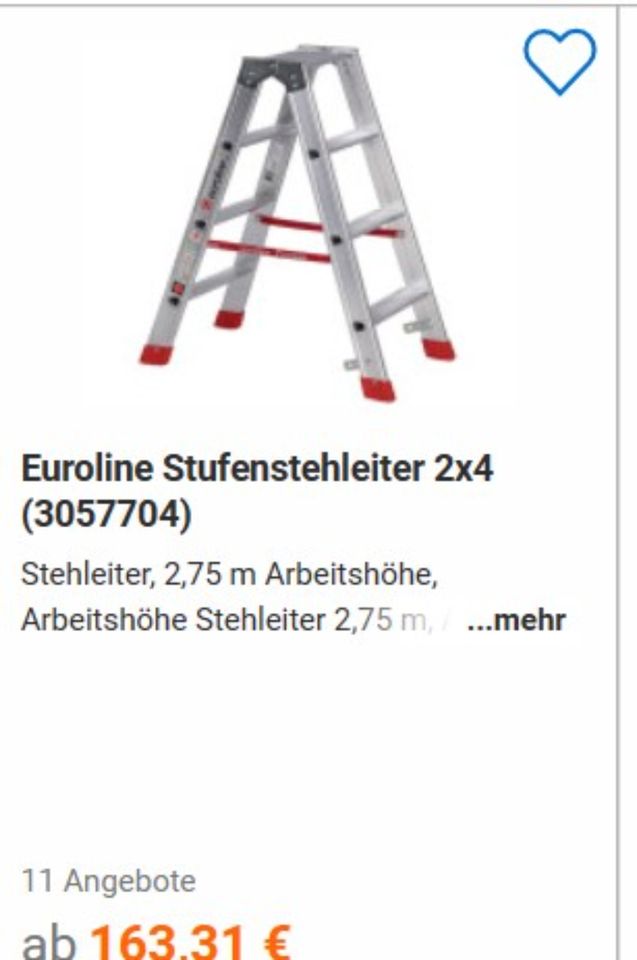 EUROLINE Alu-Stufenstehleiter Artikel-Nr.: 3057704 2x4 Stufen in Witzenhausen