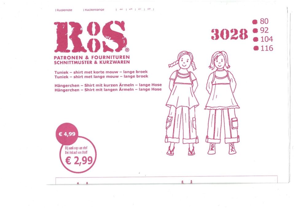 ❉ ROOS ❉ 2x Schnittmuster ❉ Gr. 80 -116 ❉ z.T. NEU ❉ in Alzenau